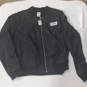 VS PINK black bomber jacket size L NWT